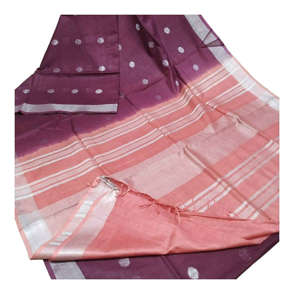 Handloom Magenta & Peach Saree